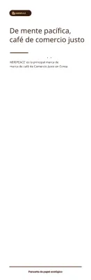 Información sobre el café de Comercio Justo en el estante, de color marrón y con texto sencillo