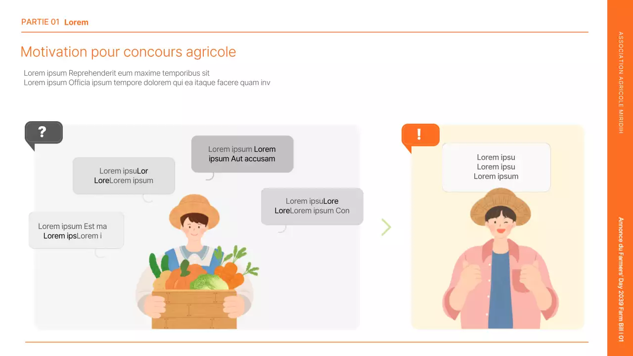 Annonce de la Journée des agriculteurs avec une illustration d'un agriculteur orange