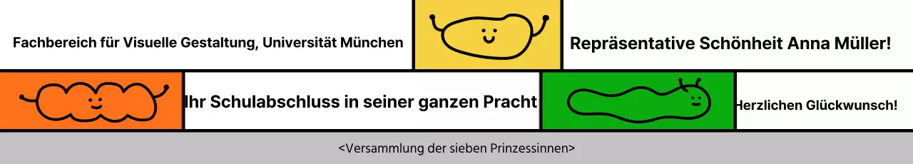 Farbenfrohes Graduierungsdesign mit niedlichen Linienillustrationen