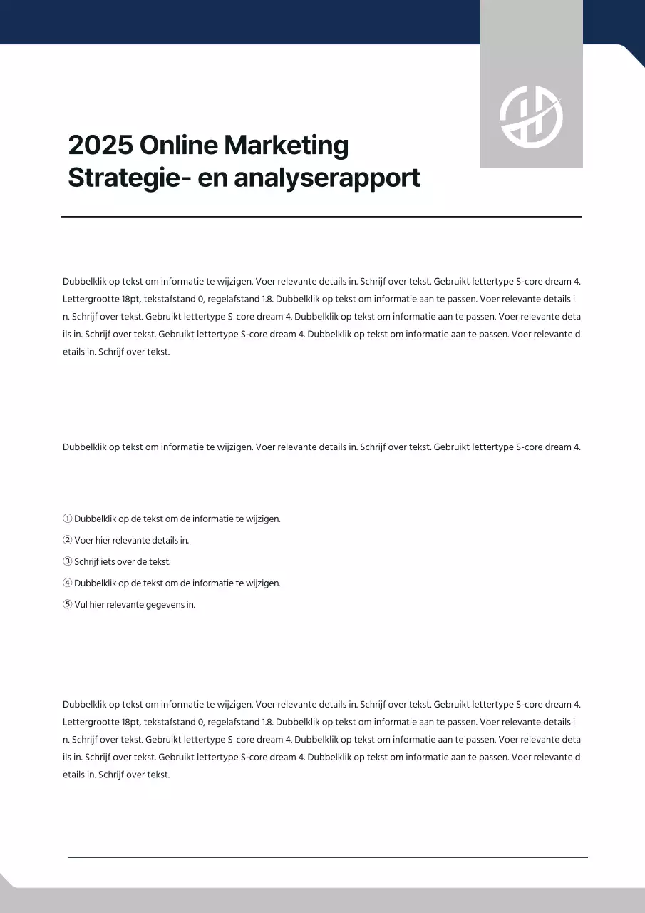 Bedrijfsrapportageformulier in marineblauw en grijs