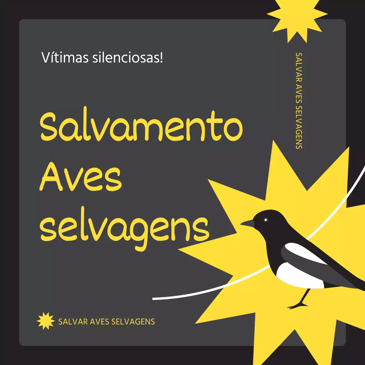 Obter uma ave selvagem simples em preto e amarelo