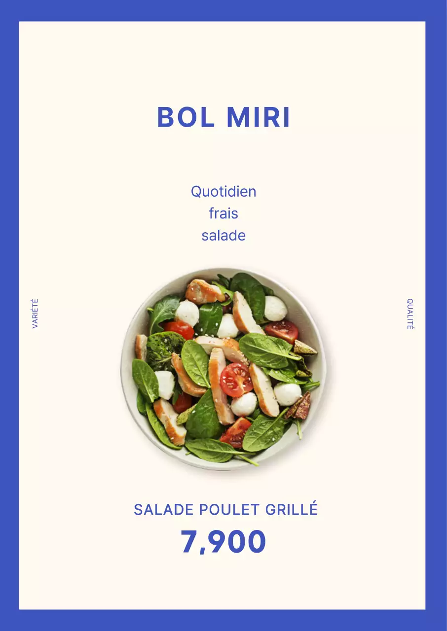 Affiche de portrait de salade simple et bleue