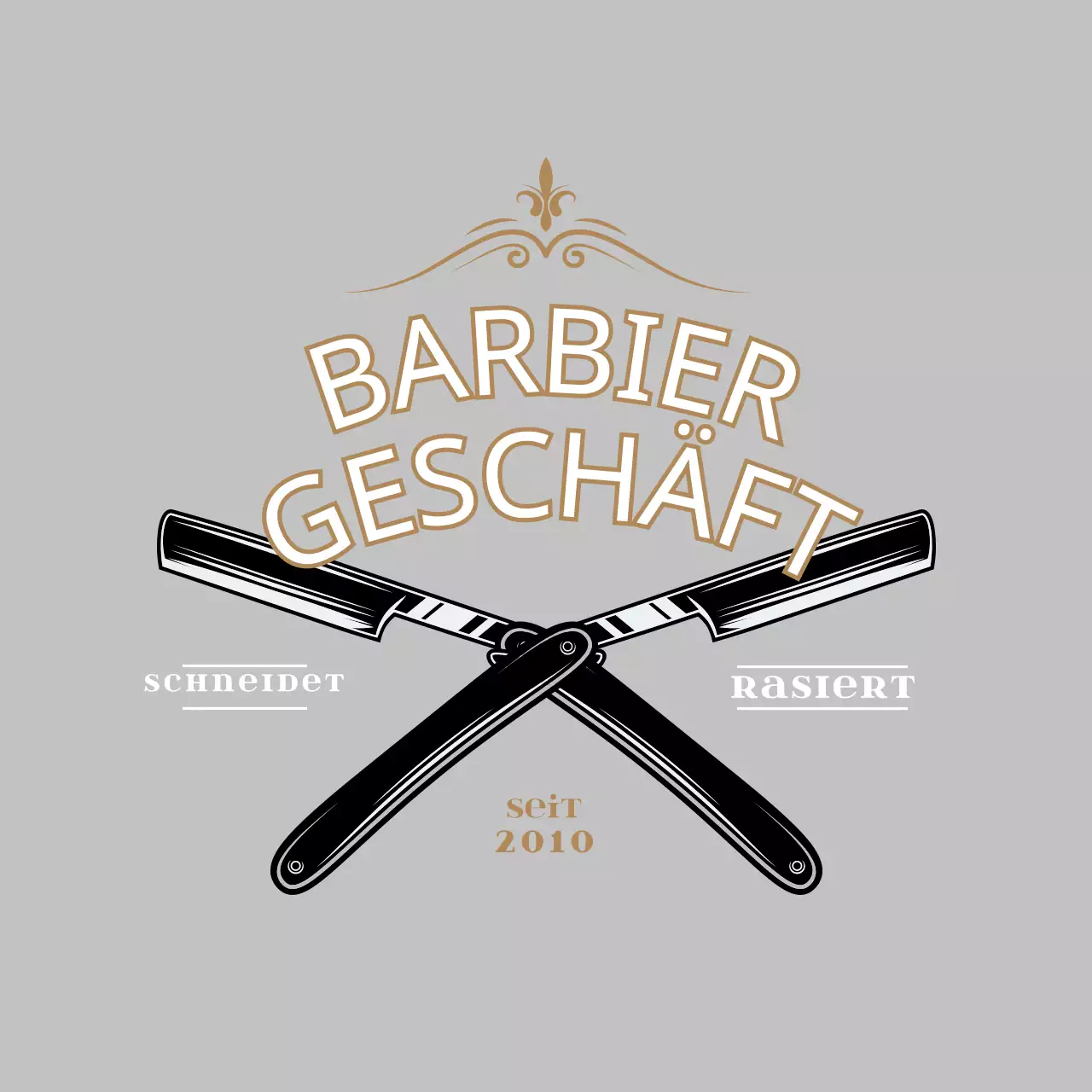 Barbershop-Schild im Vintage-Stil in Grau