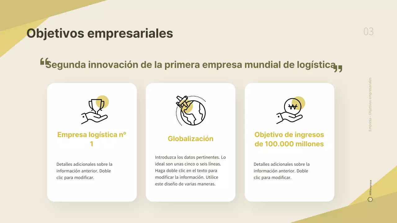 Un plan de empresa de logística limpio y amarillo