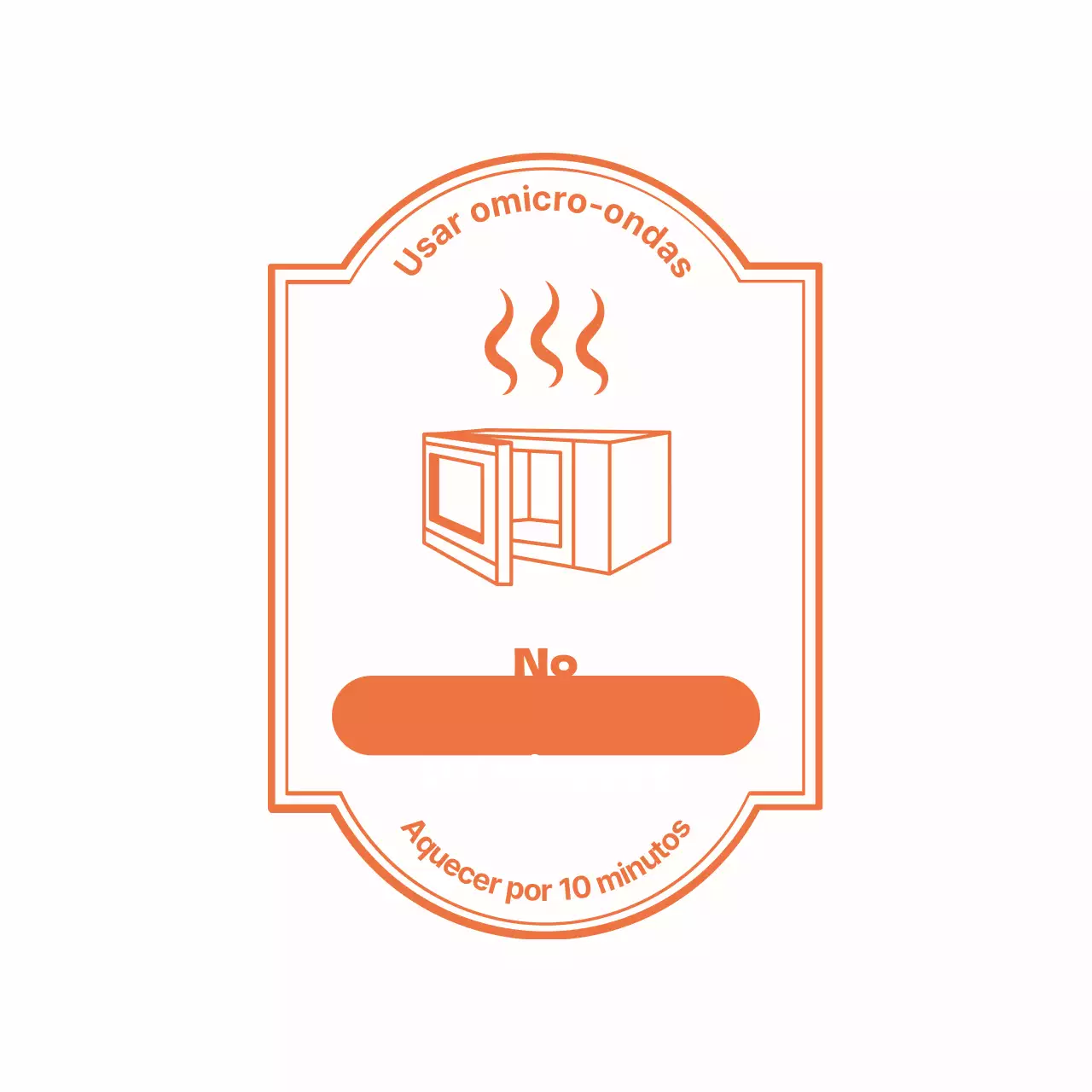 Autocolante simples com ilustração e instruções sobre o micro-ondas a branco e laranja