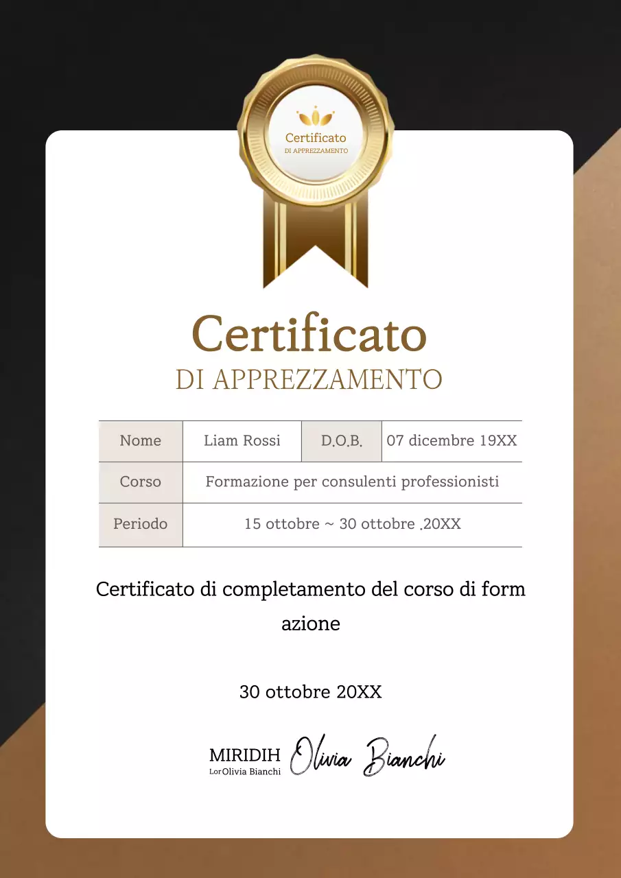 Certificati di formazione Goldstone CERTIFICATI Documenti per l'elenco dei certificati