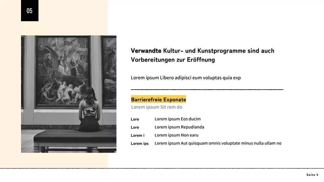 Gelbe minimalistische barrierefreie Designpräsentation