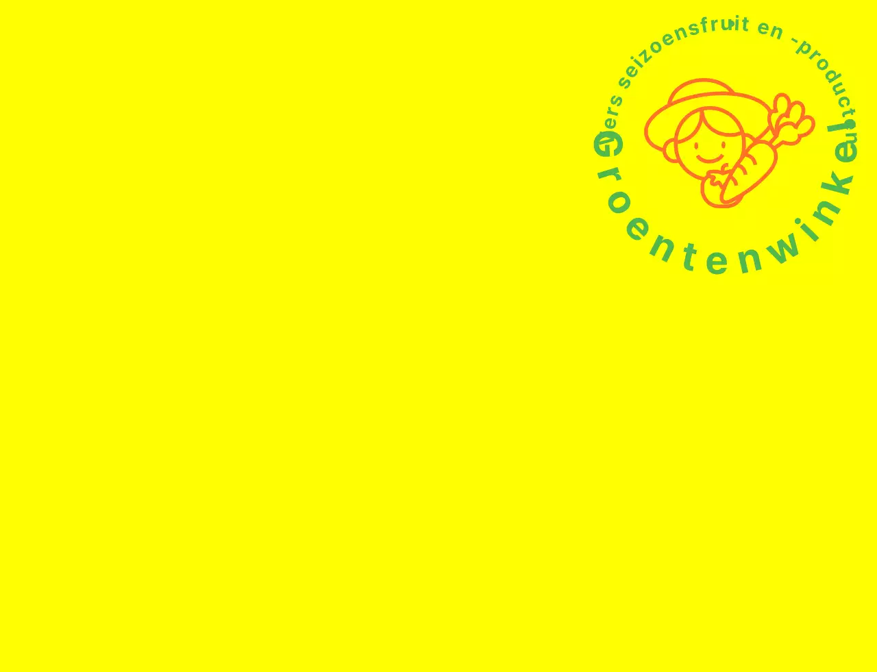 Groentenwinkel vest met eenvoudige lijnillustratie in geel groen en oranje