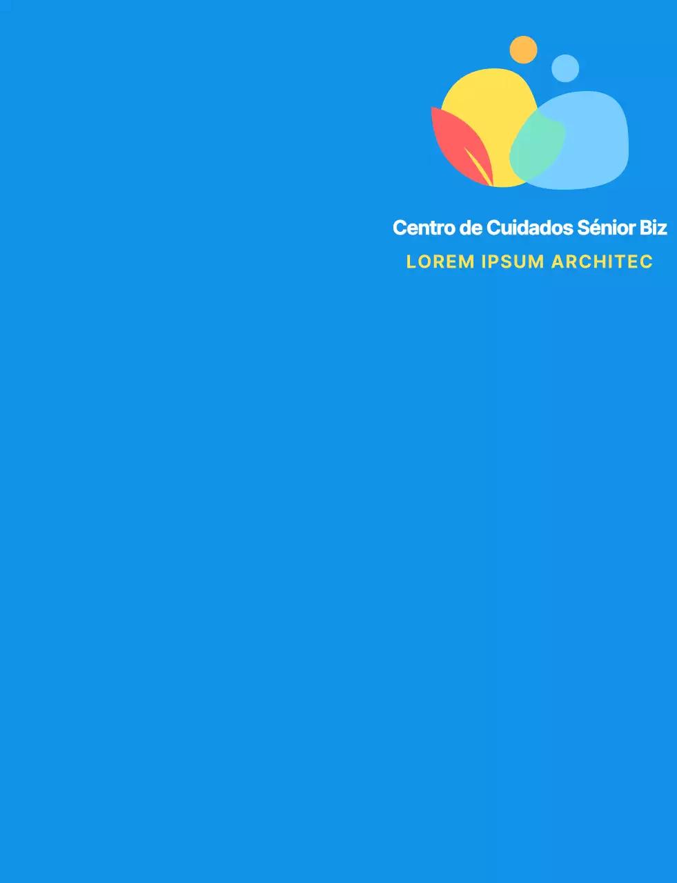 Logótipo de símbolo humano simples e arredondado com combinações de cores azuis e coloridas para o pessoal do centro de cuidados