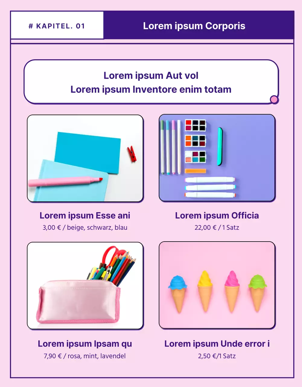 Eine Sammlung rosafarbener und lilafarbener Linienillustrationen für den Schulanfang.