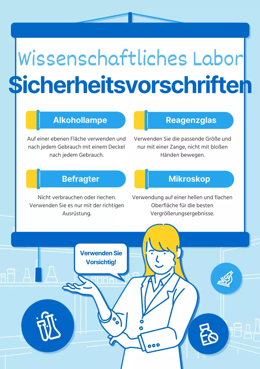 Blauer und hellblauer Bildschirm Vorlesung Illustration Wissenschaft Labor Laborwerkzeug Verwendung