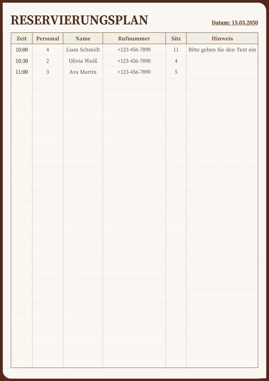 Ein sauberer, gelber und brauner Terminkalender für Kunden