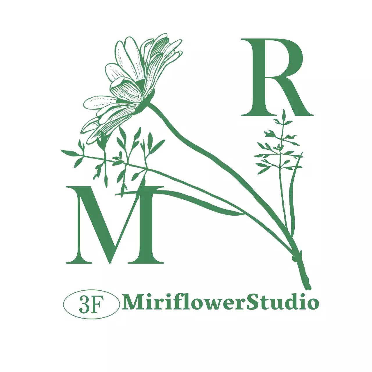 Florista com ilustração de uma flor verde
