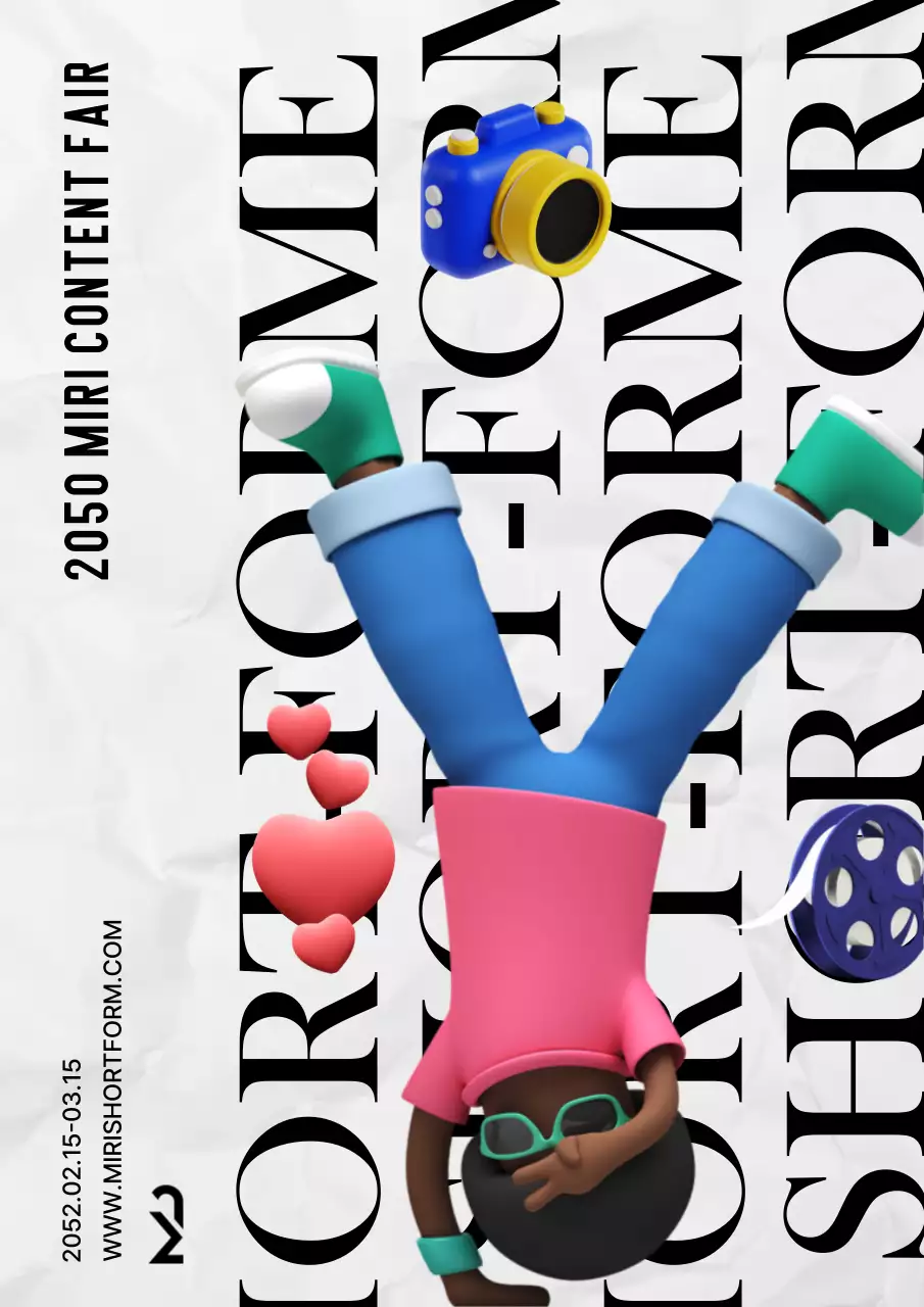 Concours de formes courtes avec des personnages en 3D en blanc et en noir