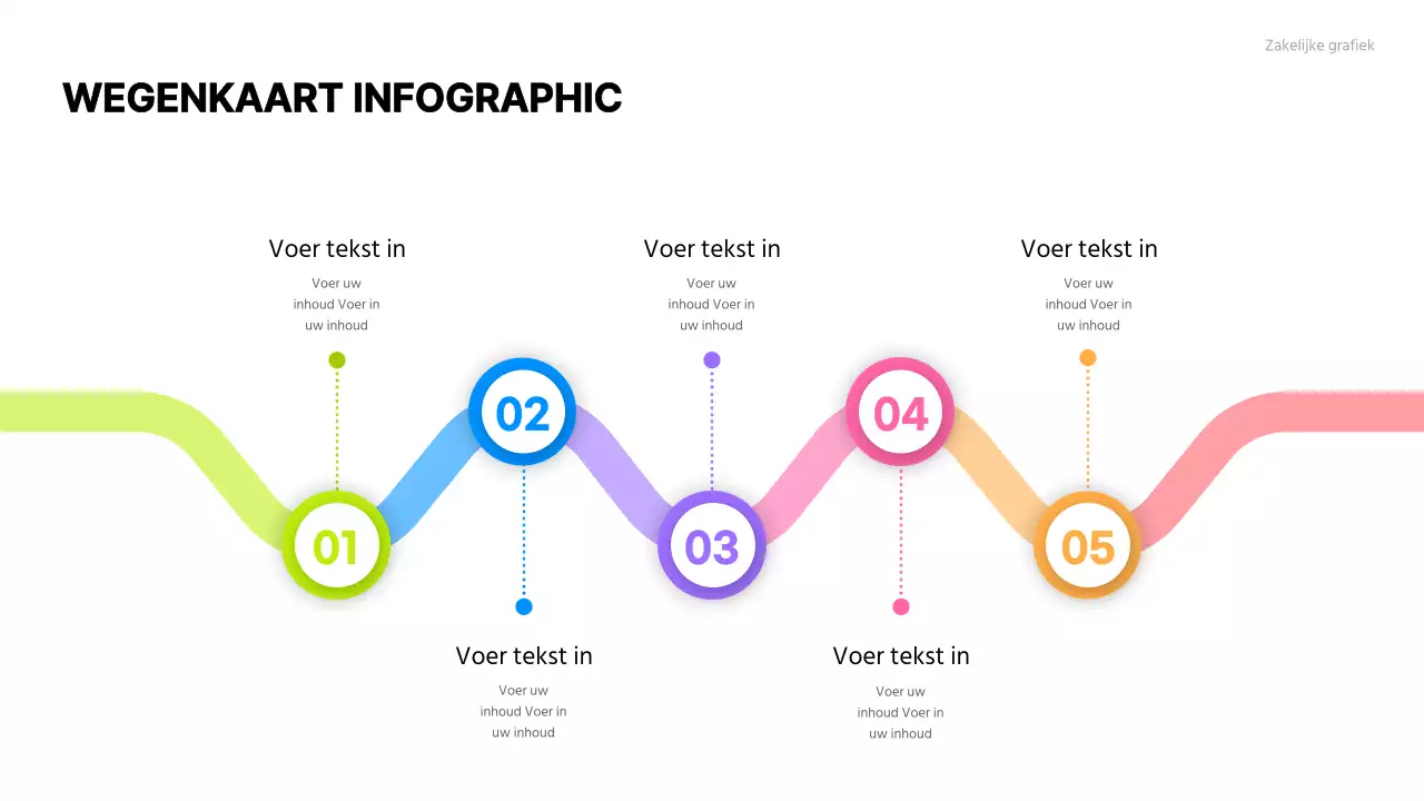 Stappenplan van het veelkleurige zigzagconcept