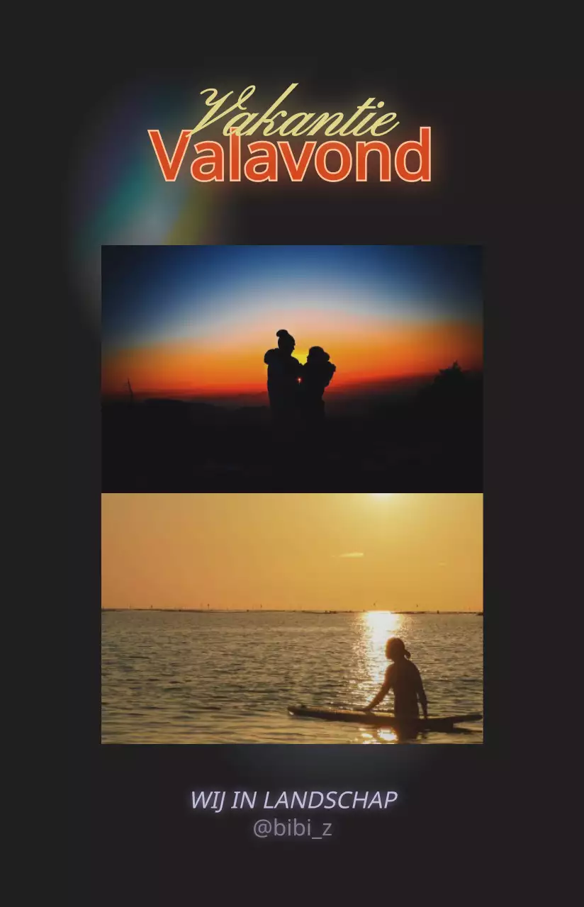 Emotionele zonsondergang concept fotokaart frame in zwart en geel