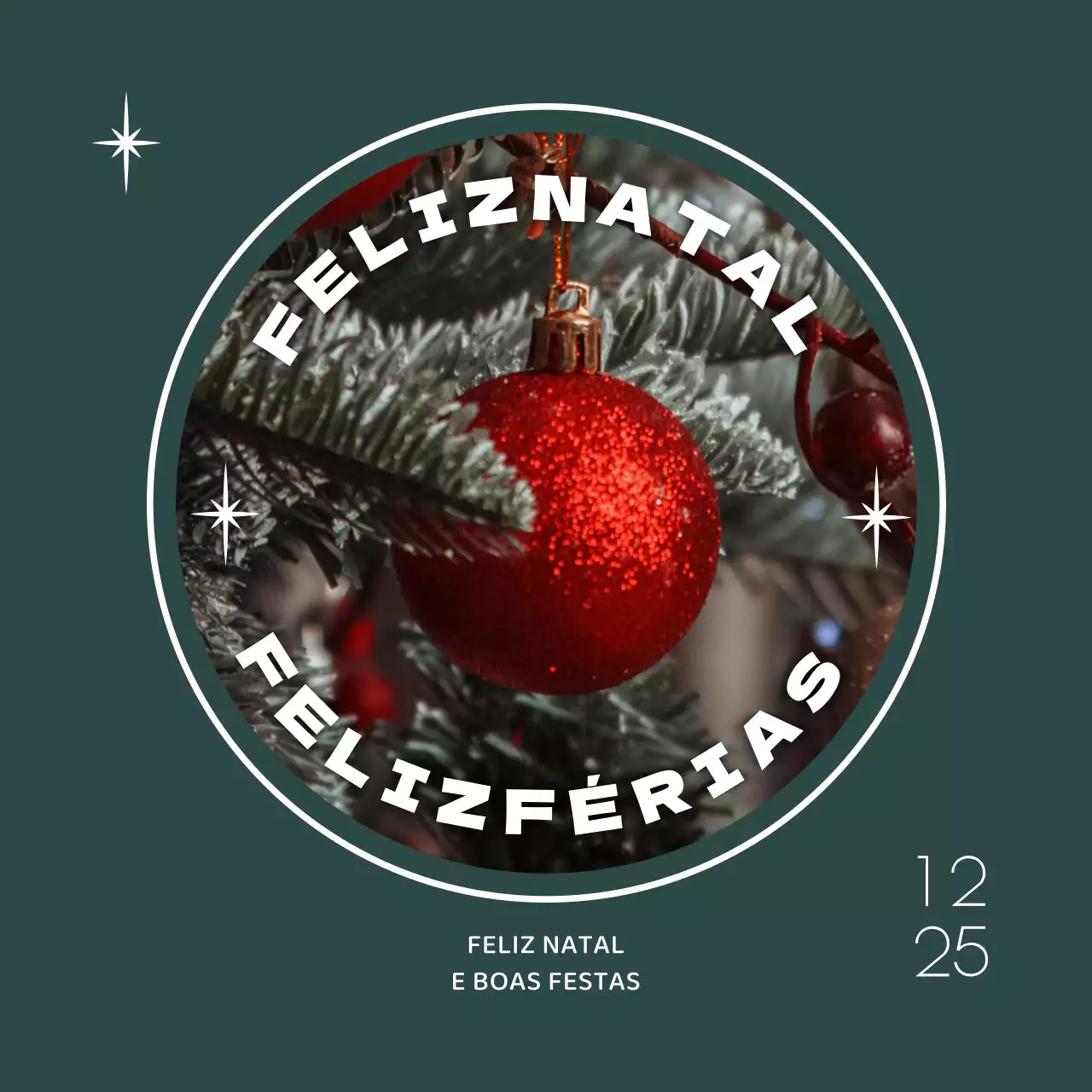 Cartão postal de Natal com fotografia de Natal turquesa