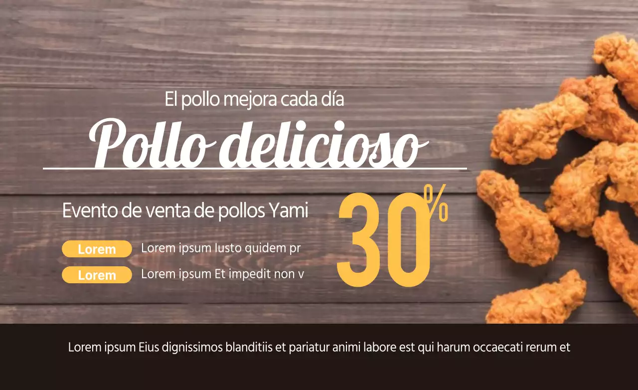 Estilo de texto limpio en blanco y amarillo Anuncio de evento de venta de pollos