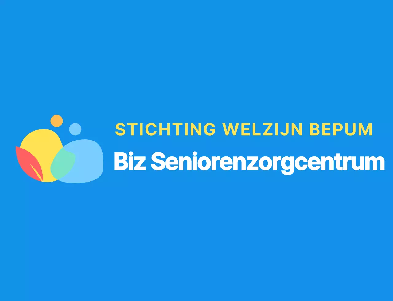 Rond en eenvoudig menselijk symbool in logostijl met blauwe en kleurrijke kleurencombinaties voor personeel in zorgcentra