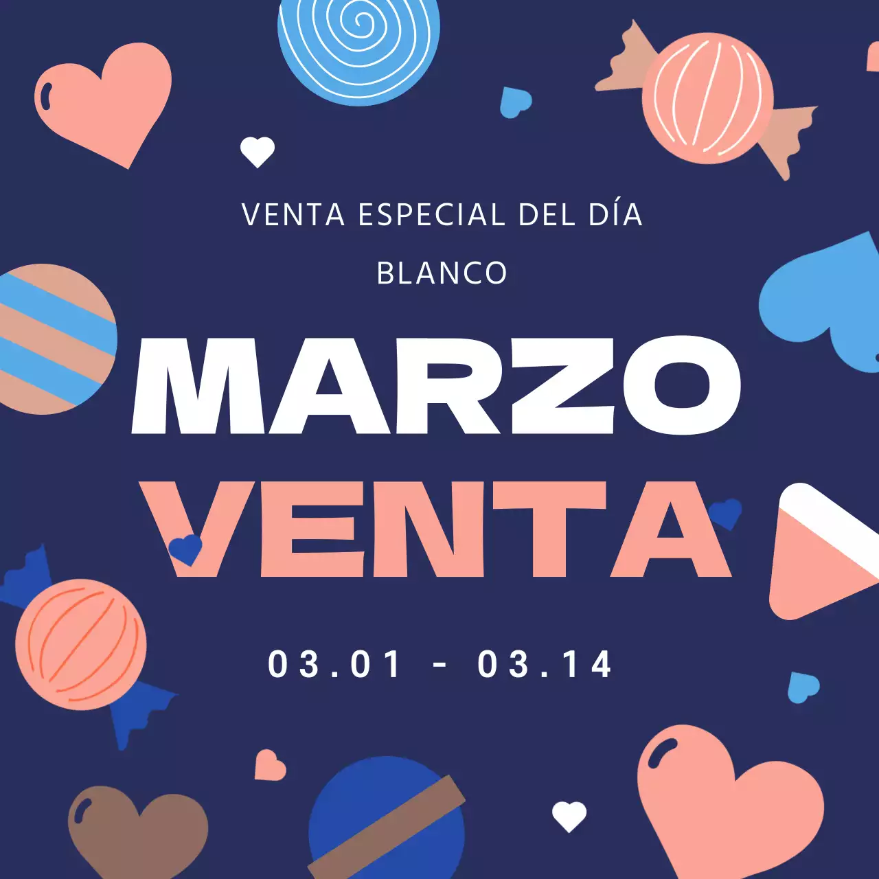 Ofertas blancas en azul y rosa