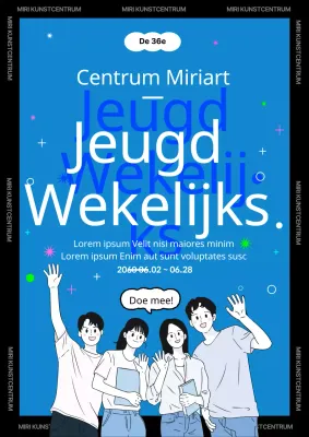 Zwart en blauw geïllustreerd concept jeugd cheerleading promotiemateriaal