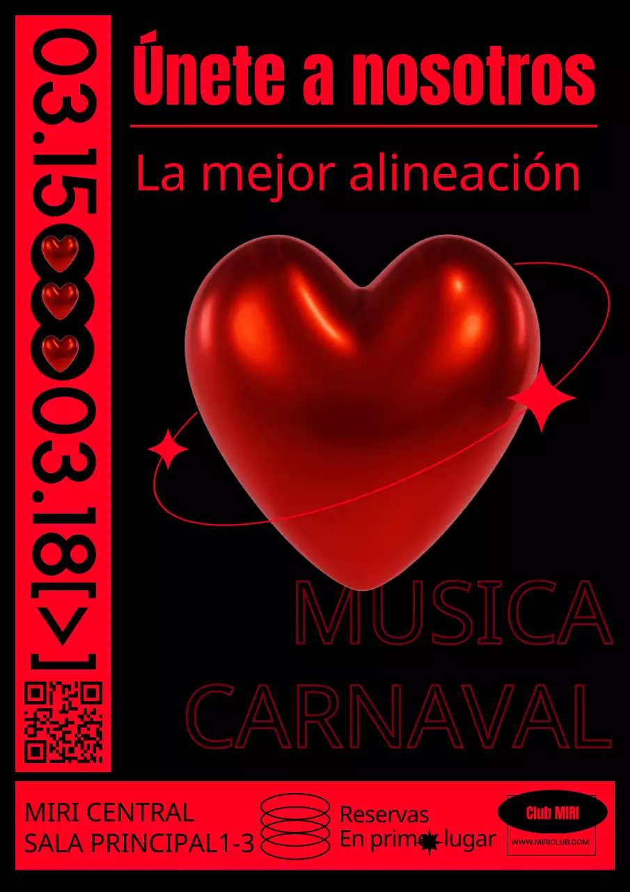 Anuncio de club tridimensional, moderno y a la última en rojo y negro