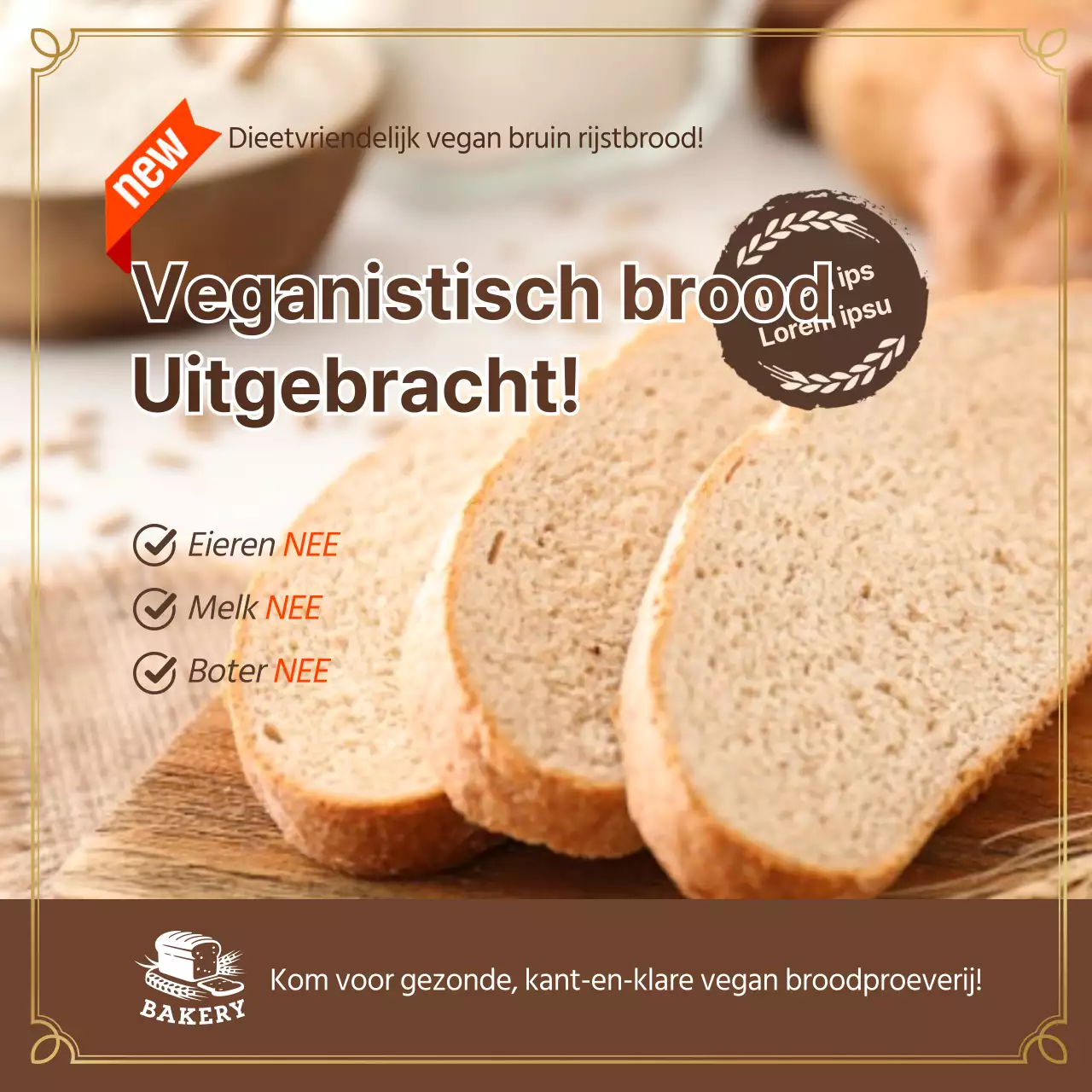 De lancering van een bruin veganistisch brood promoten
