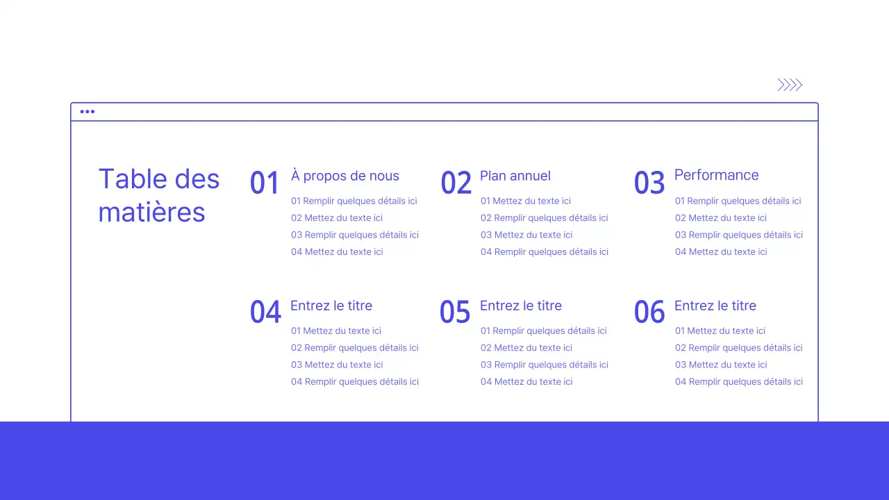 Plan d'affaires bleu et blanc, présentation d'entreprise PPT