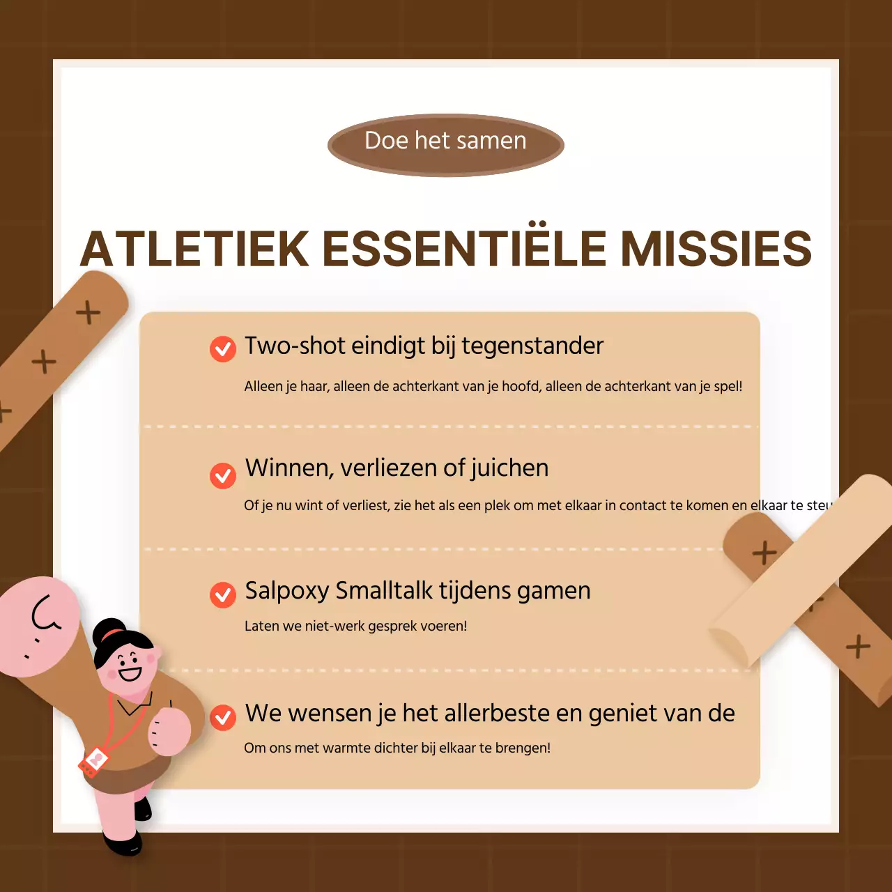 Bruine tinten en rode punten Nieuwjaarsevenement in eigen huis Atletiek Kaart Nieuws