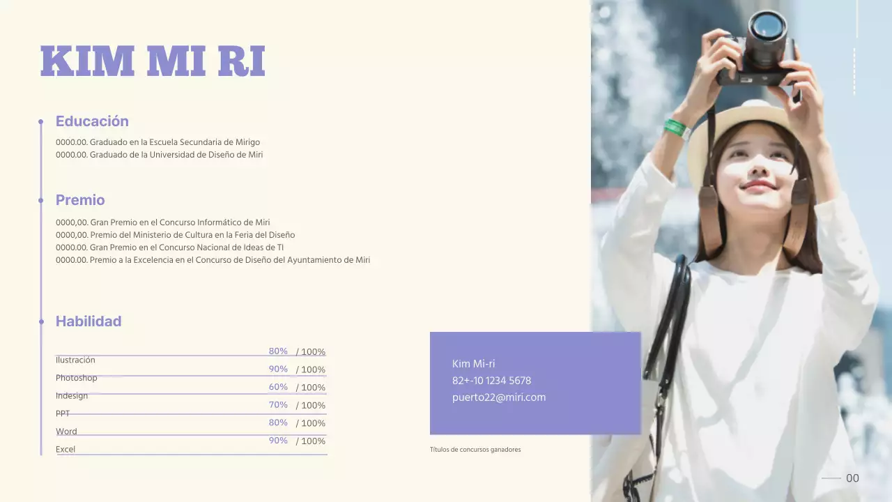 Un portafolio limpio, malva y beige para la preparación laboral de un universitario