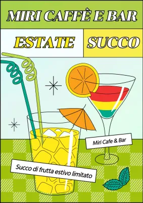 Presentazione del succo di stagione estivo con un divertente concetto di illustrazione in giallo e chartreuse