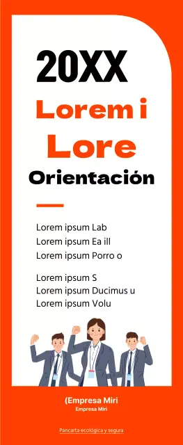 Marco de estilo sencillo en naranja y negro para información de orientación de nuevos empleados