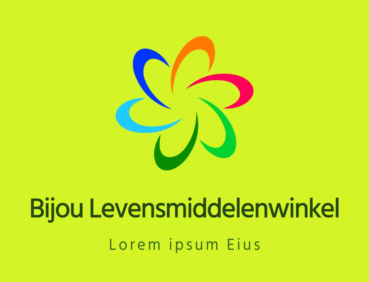 Modern symboollogo en tekstlogo combinatiestijl met chartreuse en kleurrijk kleurenschema voor medewerkers van plaatselijke levensmiddelenwinkel