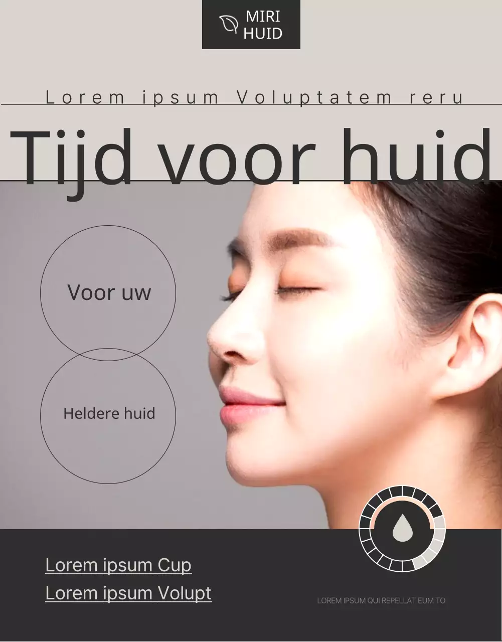Reclame voor dermatologische cosmetische ingrepen in bruin en zwart.