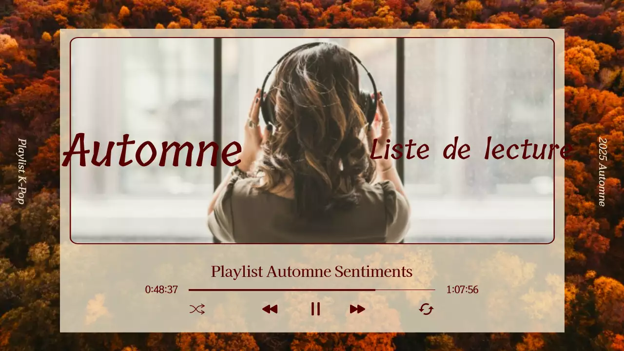 Liste de lecture de musique d'automne sur fond d'automne brun