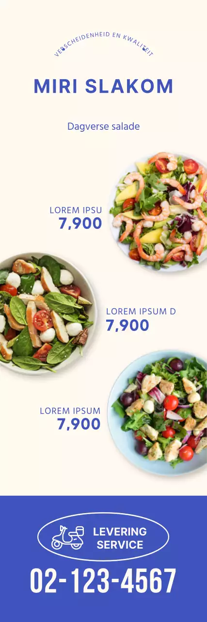 Blauwe eenvoudige salade banner