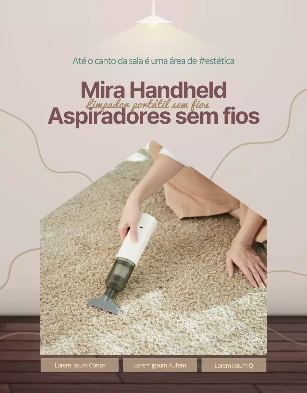 Apresentamos um aspirador de mão simples e moderno em tons de castanho e bege