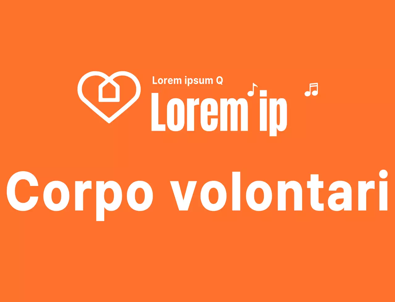 Testo ritmico stile logo in arancione e bianco Organizzazione di volontariato