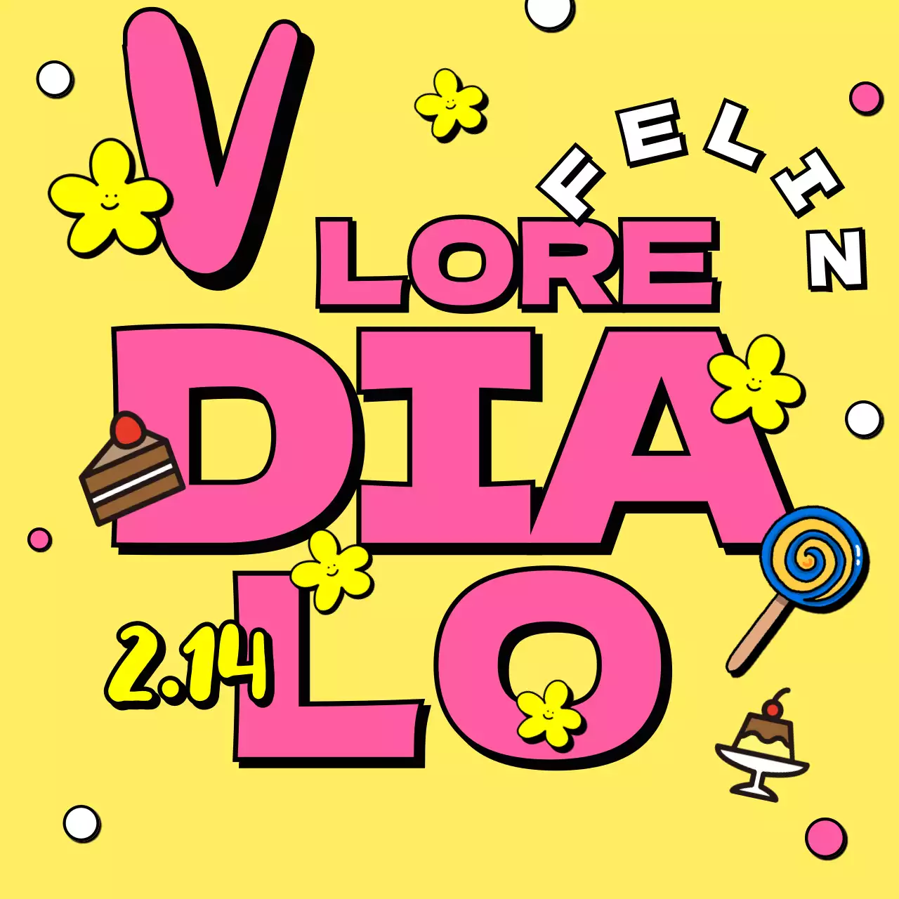 Promover o Dia Branco com um bonito café amarelo e cor-de-rosa