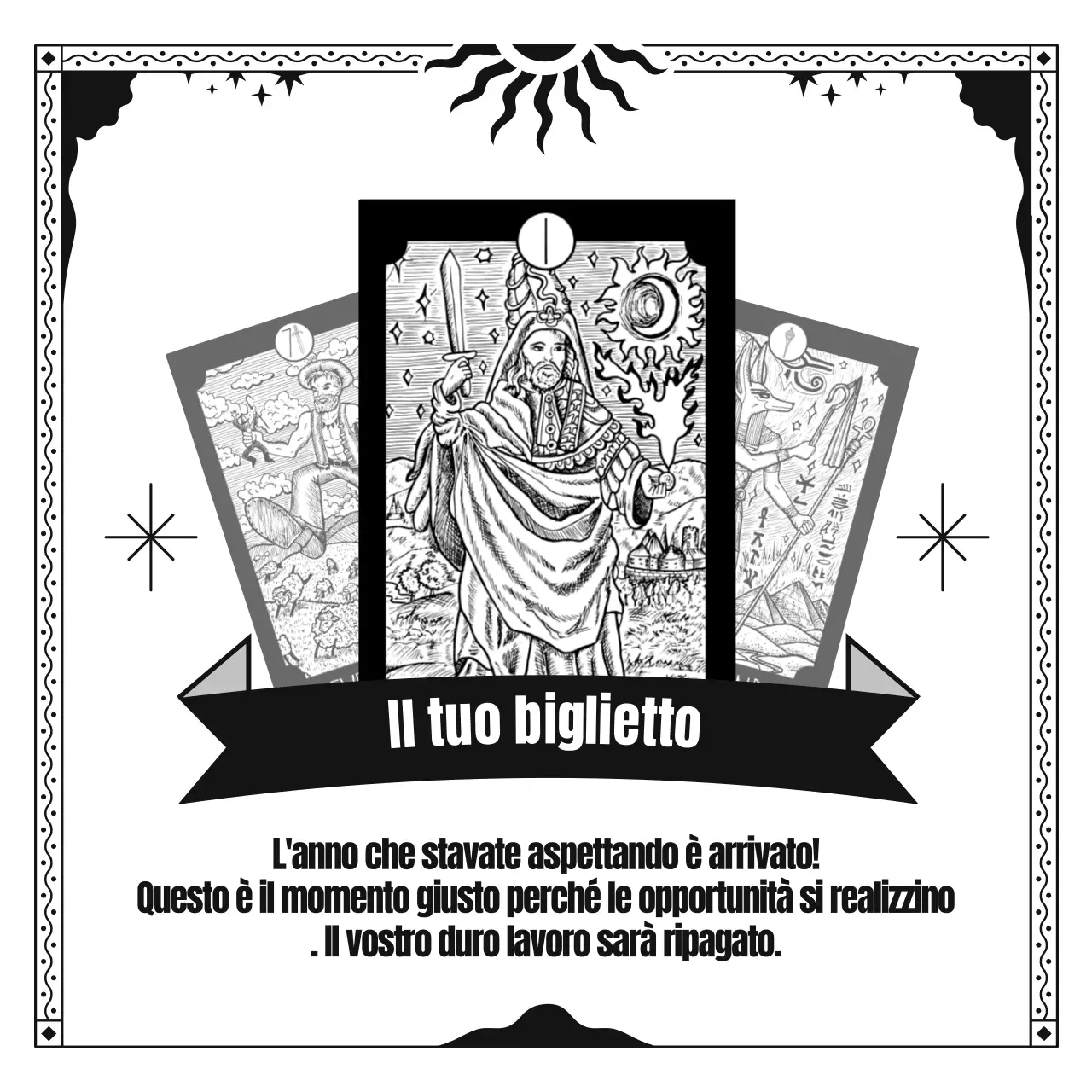 Un'introduzione ai Tarocchi con un concetto di Art Deco in bianco e nero