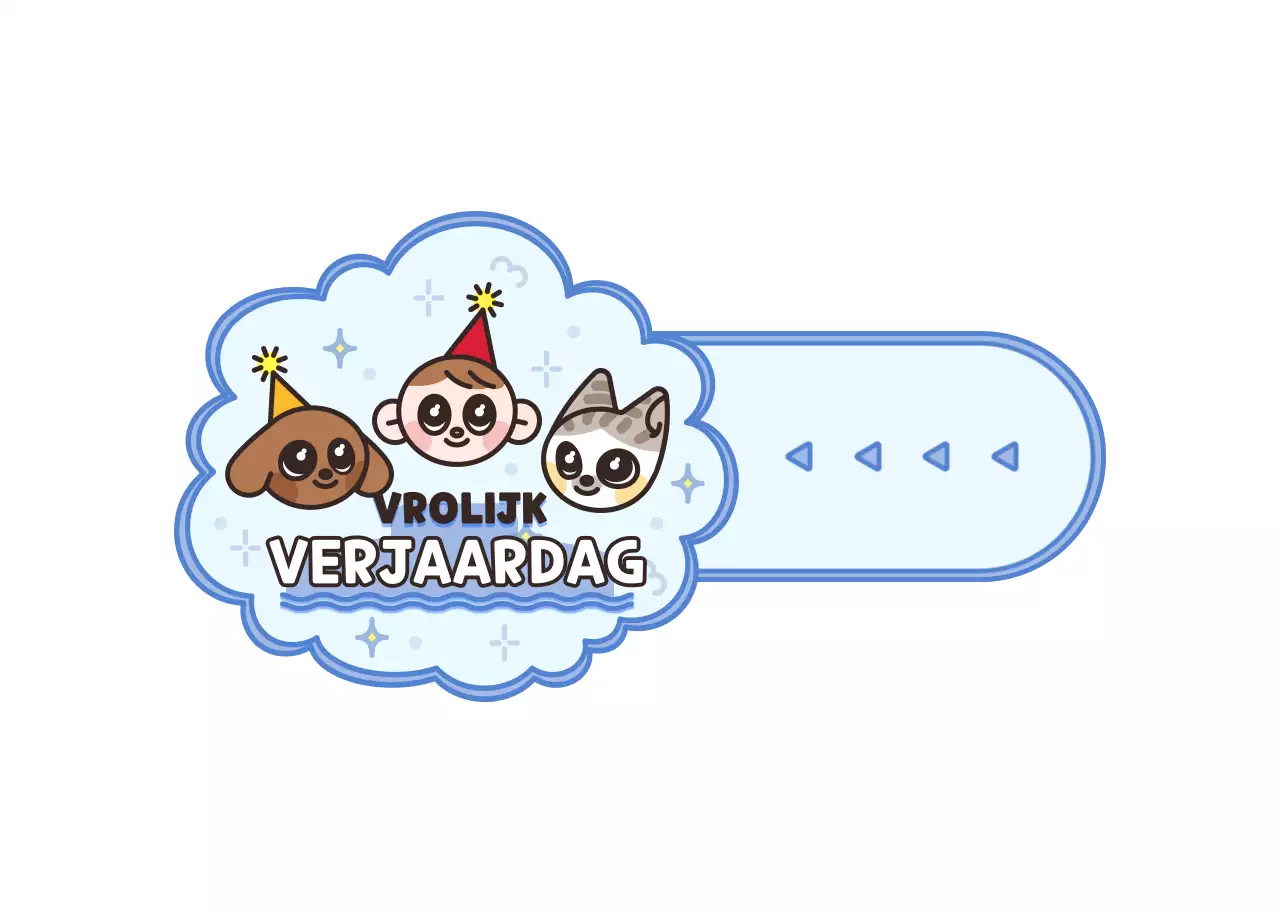 Schattige karakterillustratie in kaderstijl in lichtblauw en donkerbruin voor een gelukkige verjaardag.