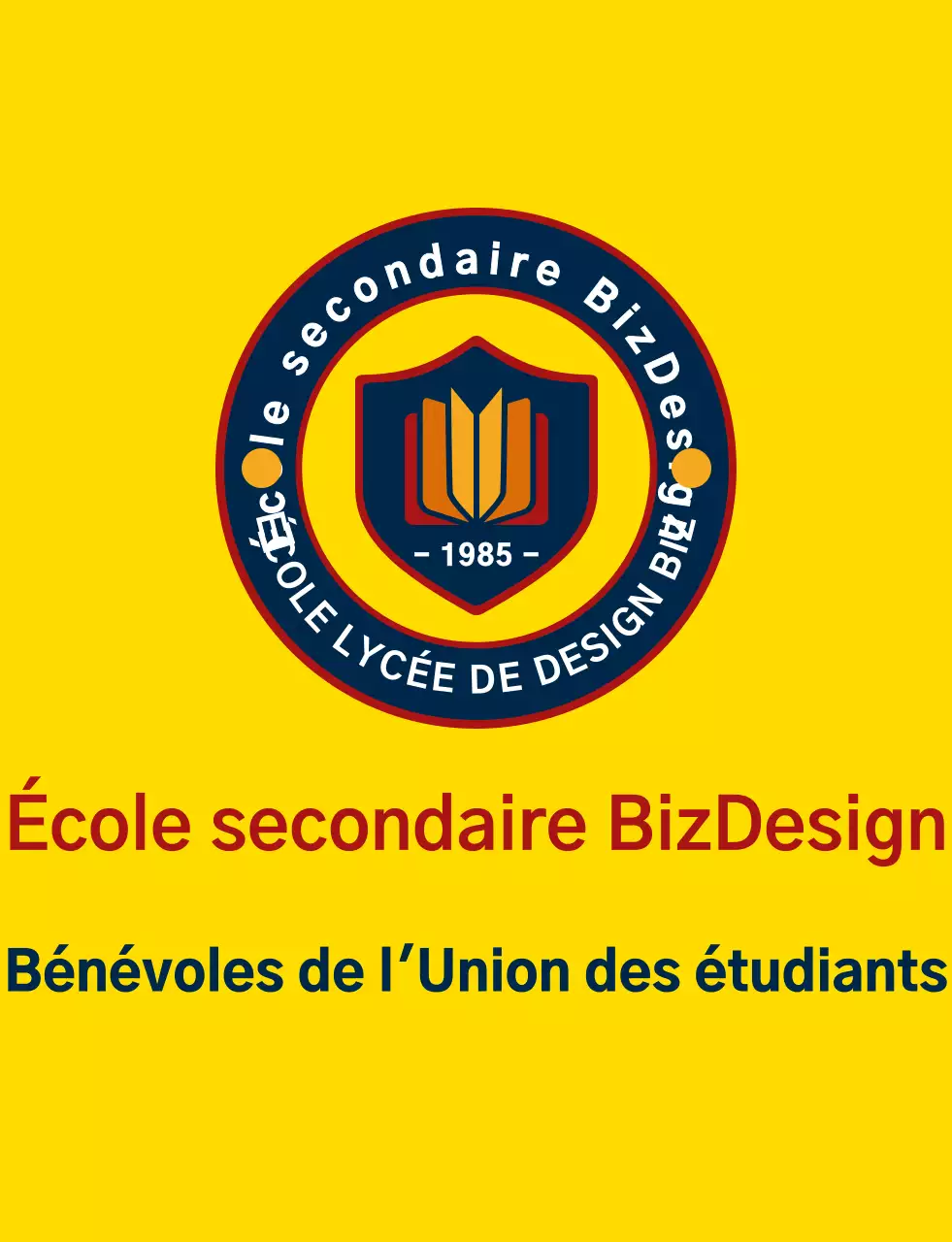 Logo simple et propre combinant le symbole du bouclier et l'emblème en jaune et bleu marine-rouge. Organisation de service gouvernemental pour les étudiants des écoles secondaires.