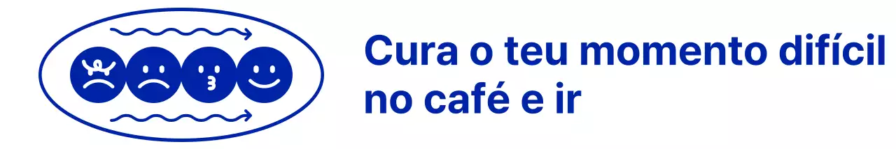 Café de estilo de combinação de emoji e frase de texto azul-marinho, limpo e simples