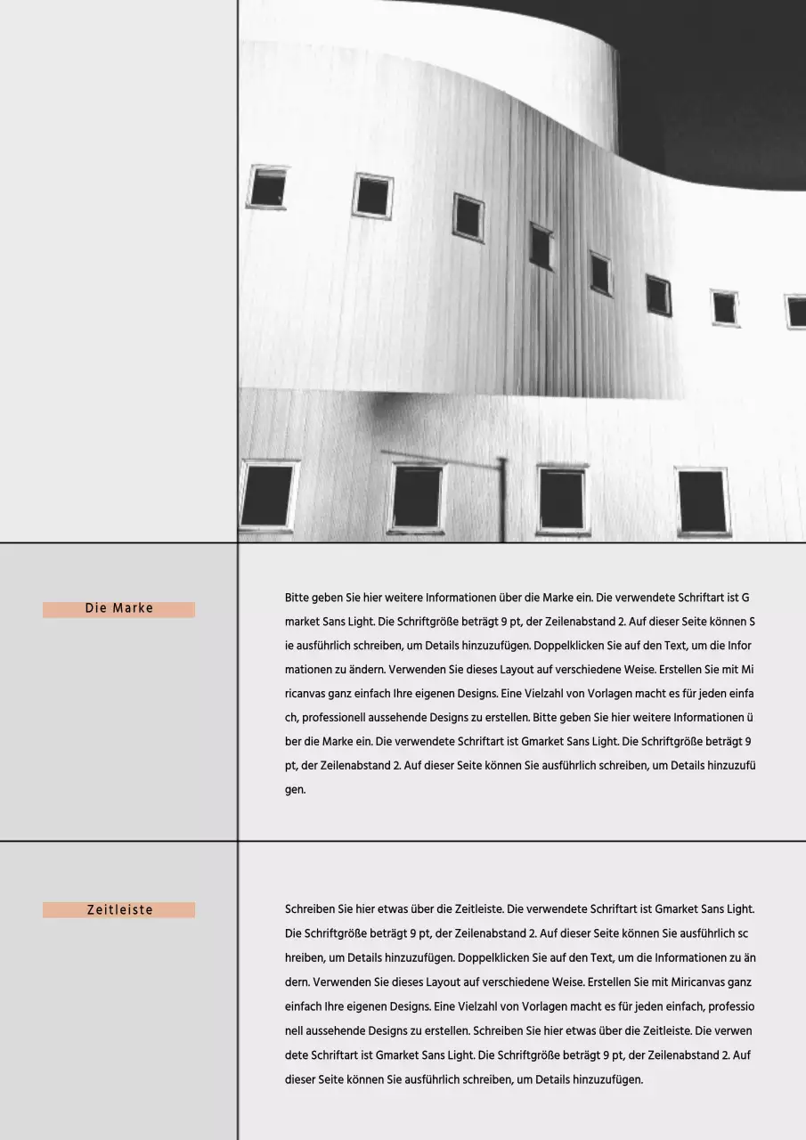 Marketingvorschlag für ein Unternehmen mit einem einfachen Konzept in Weiß und Schwarz