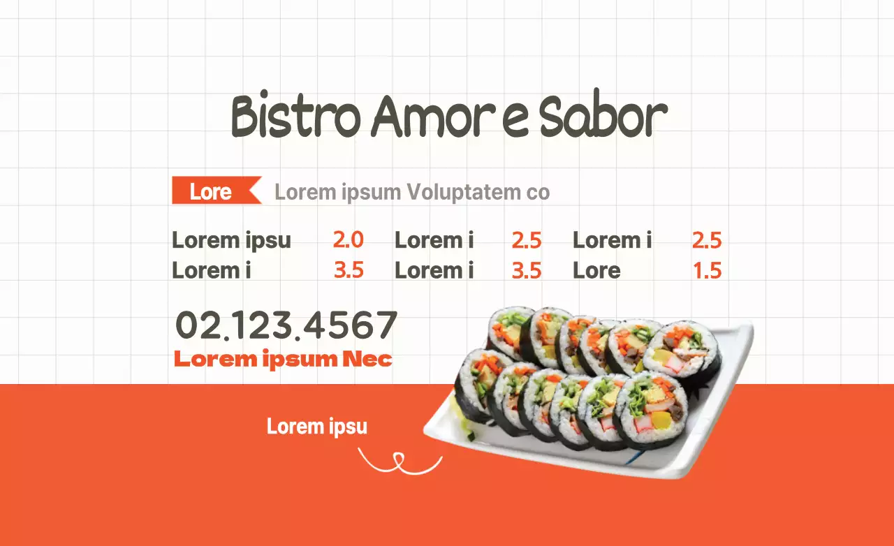 Criar um hot pack promocional de kimbap com um aspeto limpo e delicioso