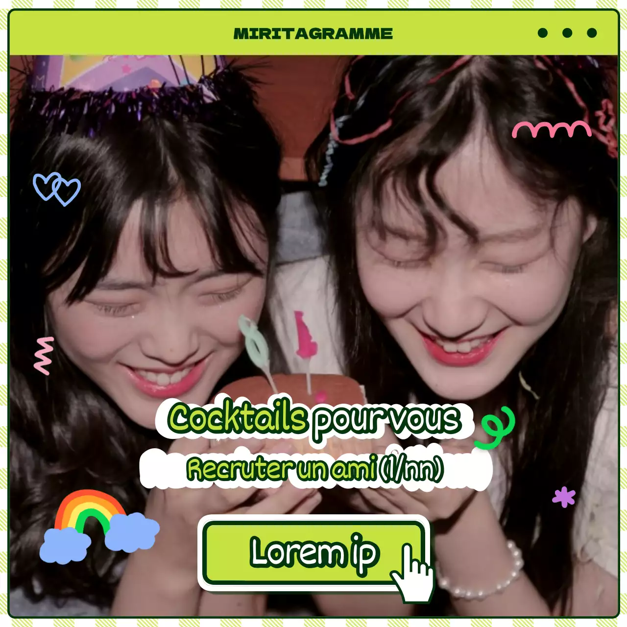 Liste de cocktails illustrée sur le thème du taku