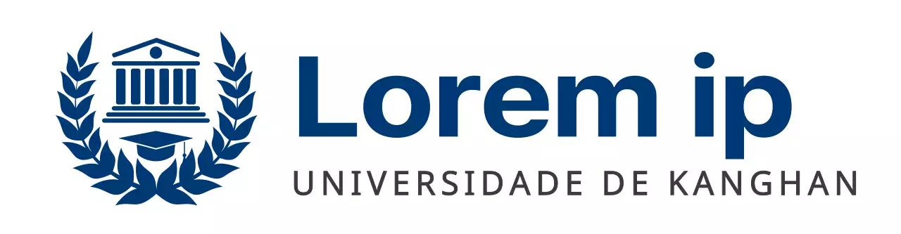 Logótipo da universidade com o símbolo da educação em azul-marinho