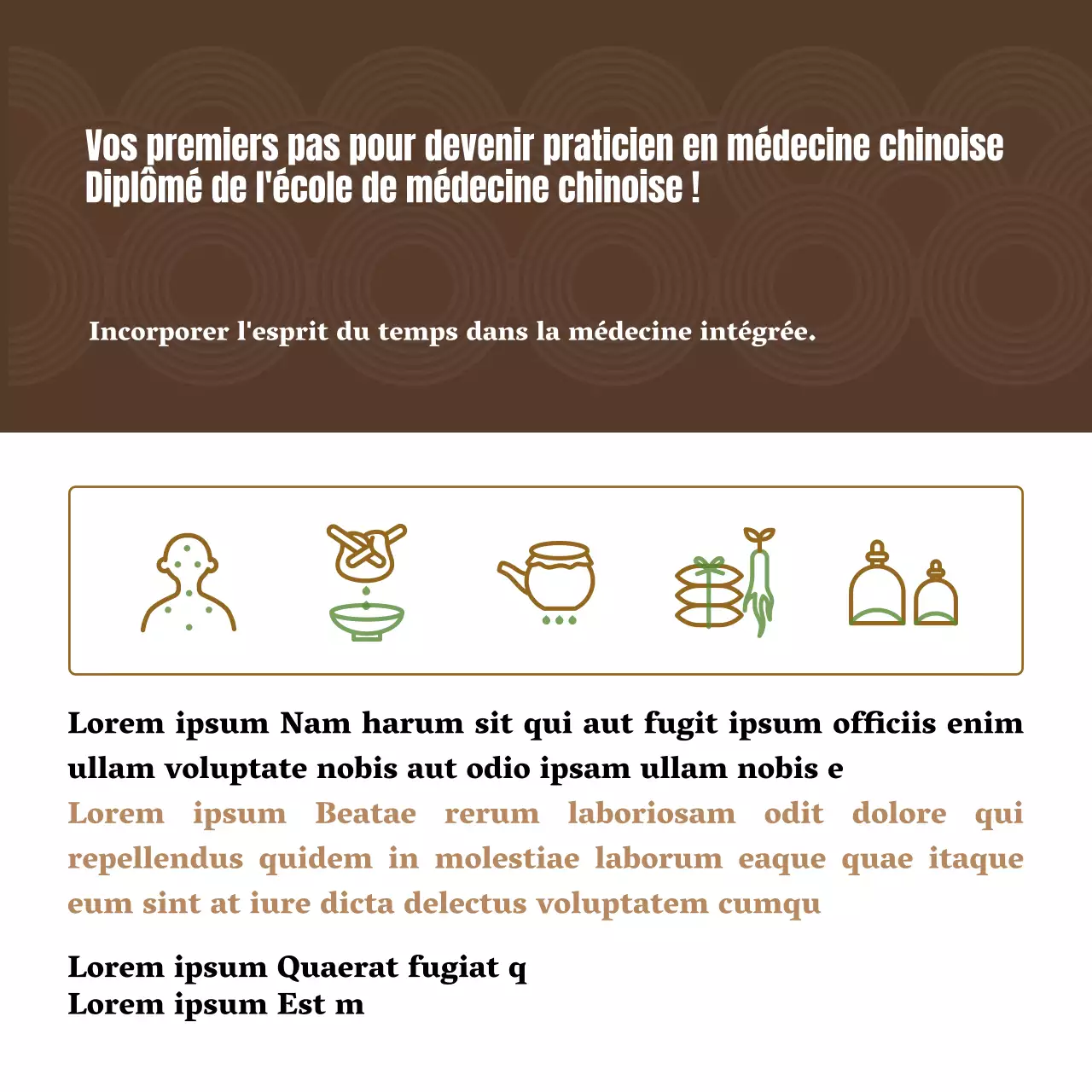 Introduction à la médecine chinoise Illustration conceptuelle dans les tons bruns