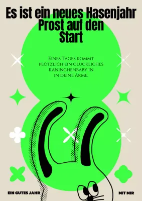 Niedliches Neujahrsposter in fluoreszierendem Chartreuse