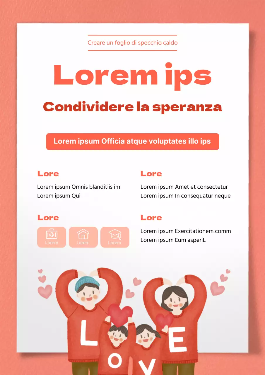 Tema dell'aiuto alle persone a basso reddito con texture rosse e morbide e concetti caldi disegnati a mano